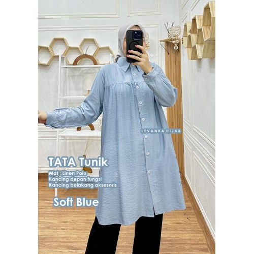 Tata-001 TATA Tunik Kancing Linen Polo